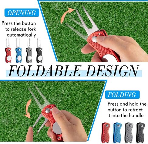 12 Pieces Golf Divot Tool Golf Divot Repair Tool with Magnetic Ball Marker and Popping Button Metal Foldable Golf Divot Fixer, 4 Assorted Colors in Saudi Arabia