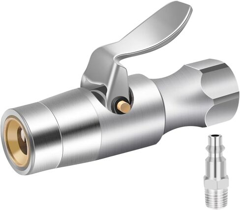 قفل ظرف الهواء، قفل بفكين فولاذيين للخدمة الشاقة على ظرف الهواء لأي إطارات صمام شريدر - لا يوجد تسرب للهواء، مصنف حتى 150 رطل لكل بوصة مربعة - 1/4 NPT متضمن - تدفق مفتوح in Kuwait