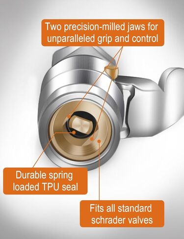 قفل ظرف الهواء، قفل بفكين فولاذيين للخدمة الشاقة على ظرف الهواء لأي إطارات صمام شريدر - لا يوجد تسرب للهواء، مصنف حتى 150 رطل لكل بوصة مربعة - 1/4 NPT متضمن - تدفق مفتوح in Kuwait
