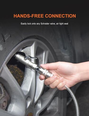 قفل ظرف الهواء، قفل بفكين فولاذيين للخدمة الشاقة على ظرف الهواء لأي إطارات صمام شريدر - لا يوجد تسرب للهواء، مصنف حتى 150 رطل لكل بوصة مربعة - 1/4 NPT متضمن - تدفق مفتوح in Kuwait