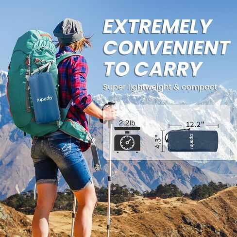 ropoda Upgraded Extra Thickness 6'' Inflatable Sleeping Pad with Pillow, Built-in Foot Pump, 77''*27'' Camping Pad with Carry Bag, Ultralight & Compact Camping Mat Pad for Hiking, Blue in Saudi Arabia