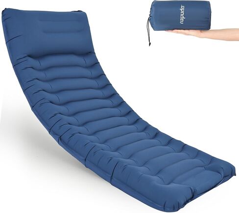 ropoda Upgraded Extra Thickness 6'' Inflatable Sleeping Pad with Pillow, Built-in Foot Pump, 77''*27'' Camping Pad with Carry Bag, Ultralight & Compact Camping Mat Pad for Hiking, Blue in Saudi Arabia