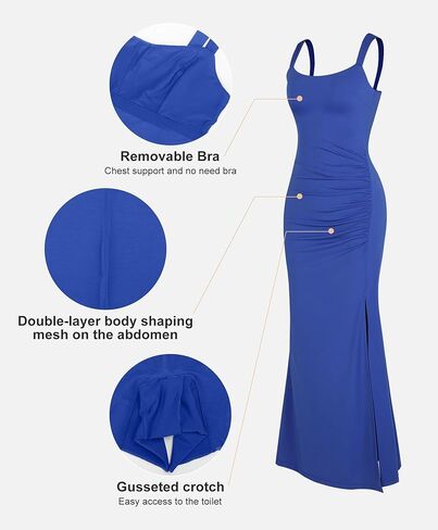 Popilush The Shapewear Dress Bodycon فستان ماكسي سبليت مع ملابس داخلية مدمجة 2024 فساتين رائجة للنساء in Kuwait