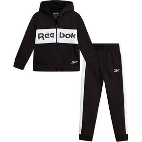Reebok Toddler Boys Fleece Full-Zip Hoodie & Jogger Set for School & Play | Cozy Soft Fabric Feel, Ribbed Cuffs & Elastic Waistband Stay Put Through Active Play, Colorblock Style Pairs with Sneakers in Kuwait