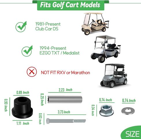 Golf Cart Rear Leaf Spring Bushings Kit with Screws Nuts for 1994-Up EZGO TXT & Medalist Gas/Electric, Polyurethane Bushing and Sleeves with Bolts Replace OEM #70289-G01 70291-G02 00665-G9 in Saudi Arabia