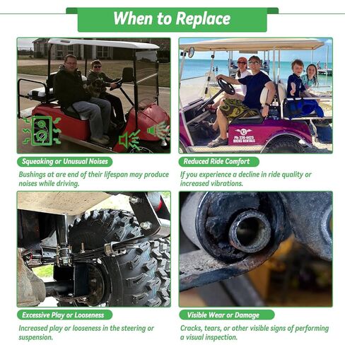 Golf Cart Rear Leaf Spring Bushings Kit with Screws Nuts for 1994-Up EZGO TXT & Medalist Gas/Electric, Polyurethane Bushing and Sleeves with Bolts Replace OEM #70289-G01 70291-G02 00665-G9 in Saudi Arabia