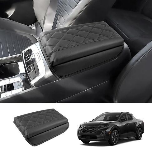 غطاء مسند ذراع Ioniq 5 2022 2023 2024 لسيارة Hyundai Ioniq 5، غطاء وحدة تحكم مركزية مقاوم للماء ووسادة من الجلد لملحقات Ioniq 5 2023 2024 (مبطن باللون الأسود) in Saudi Arabia