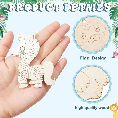 36 Pcs Wooden Farm Animals Cutouts Unfinished Wood Cutouts to Paint Wood Animal Cutouts Crafts Farm Animals Party Supplies for Kids School Classroom Decor in Saudi Arabia