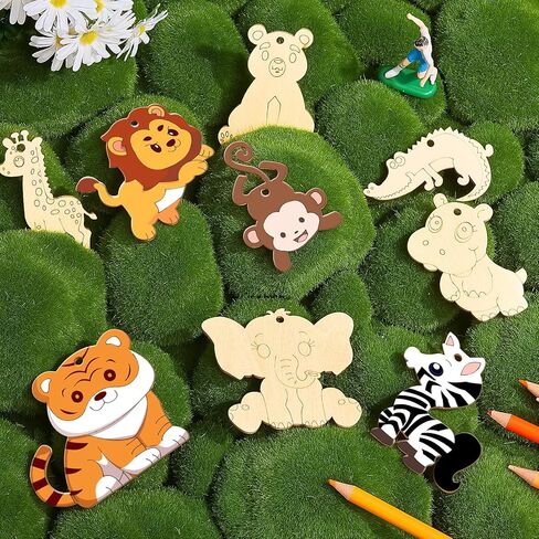 36 Pcs Wooden Farm Animals Cutouts Unfinished Wood Cutouts to Paint Wood Animal Cutouts Crafts Farm Animals Party Supplies for Kids School Classroom Decor in Saudi Arabia