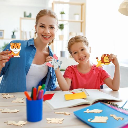 36 Pcs Wooden Farm Animals Cutouts Unfinished Wood Cutouts to Paint Wood Animal Cutouts Crafts Farm Animals Party Supplies for Kids School Classroom Decor in Saudi Arabia