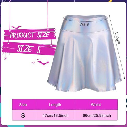 Panitay 8 Pcs Halloween Alien Costume for Women Holographic Metallic Skirt and Top Headband Glove Glasses Earring Necklace in Kuwait