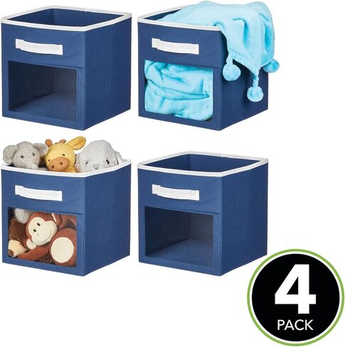 mDesign Fabric Nursery/Playroom Closet Storage Organizer Bin Box with Front Handle/Window for Cube Furniture Shelving Units, Hold Toys, Clothes, Diapers, Bibs, Jane Collection, 8 Pack - Gray/Black in Saudi Arabia