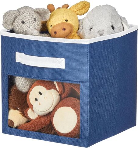 mDesign Fabric Nursery/Playroom Closet Storage Organizer Bin Box with Front Handle/Window for Cube Furniture Shelving Units, Hold Toys, Clothes, Diapers, Bibs, Jane Collection, 8 Pack - Gray/Black in Saudi Arabia
