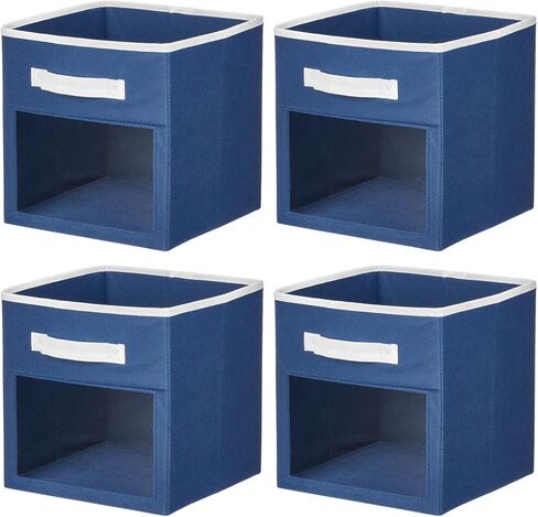 mDesign Fabric Nursery/Playroom Closet Storage Organizer Bin Box with Front Handle/Window for Cube Furniture Shelving Units, Hold Toys, Clothes, Diapers, Bibs, Jane Collection, 8 Pack - Gray/Black in Saudi Arabia