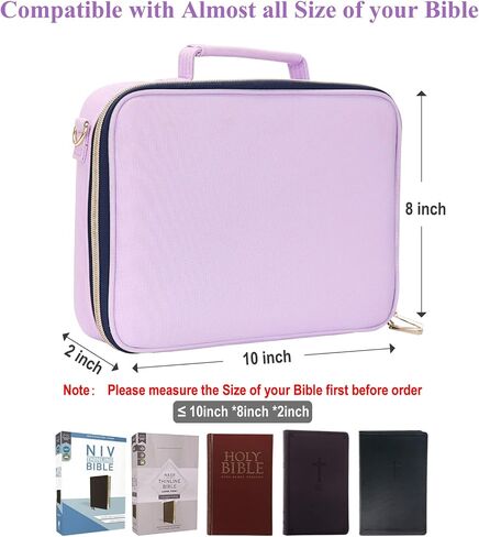 Bible Cover for Women, Bible Case Carrying Bookcase Church Bag Bible Protective Bag with Handle and Zippered Pocket Adjustable Shoulder Strap for Women Girls Kids in Saudi Arabia