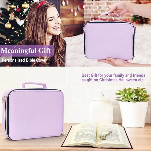 Bible Cover for Women, Bible Case Carrying Bookcase Church Bag Bible Protective Bag with Handle and Zippered Pocket Adjustable Shoulder Strap for Women Girls Kids in Saudi Arabia
