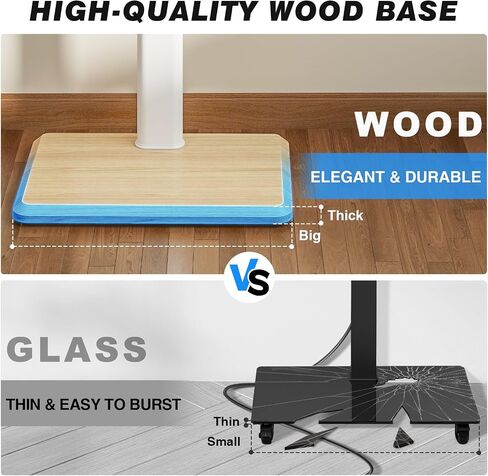 Rfiver Sleek Rolling TV Stand with Power Outlet for Home Decor, Height Adjustable Portable TV Stand on Wheels for 32-70 Inch TVs, Strong Tall Mobile TV Cart with Mount Up to 88 lbs, White in Kuwait