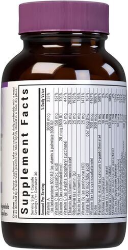 بلو بونيت كبسولات خضروات مالتي ون (خالية من الحديد) من نيوتريشن، متعددة الطيف كاملة، فيتامينات بي، صحية عامة، خالية من الغلوتين، خالية من الحليب، كوشير، 30 كبسولة نباتية، كمية تكفي لمدة شهر واحد in Kuwait