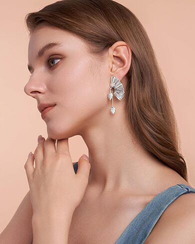 Statement Earrings for Women, Gold Dangle Earrings, Statement Earrings, Gold Statement Earrings,Gold Accessories for Women by SNGIA, Gold Dangle Earrings for Women, Chunky Gold Earrings, Fashion Earrings for Women, Gold Earrings for Women Trendy, 18K Gold in Kuwait