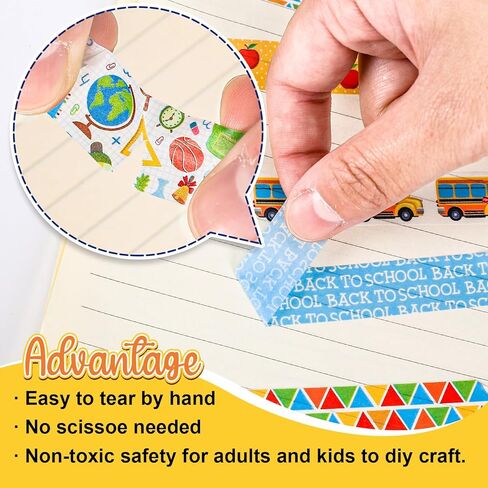 Whaline 12 Rolls Back to School Washi Tape Colorful Welcome Back to School Washi Masking Tape School Bus Ruler Crayon Decorative Paper Stickers for Scrapbook Gift Wrapping DIY Art Crafts in Kuwait