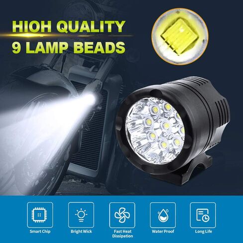 Ourbest Motorcycle Spotlight with 1inch Tube Bar Brackets, Running Driving Lamp 12-60V Fog Light For Motorbike Truck ATV Auxiliary Lights 60W 12V 24V 36V 2.5Inch in Saudi Arabia