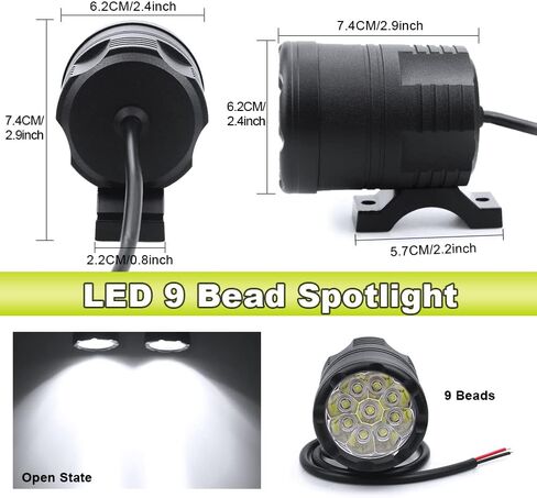 Ourbest Motorcycle Spotlight with 1inch Tube Bar Brackets, Running Driving Lamp 12-60V Fog Light For Motorbike Truck ATV Auxiliary Lights 60W 12V 24V 36V 2.5Inch in Saudi Arabia