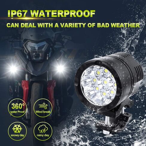 Ourbest Motorcycle Spotlight with 1inch Tube Bar Brackets, Running Driving Lamp 12-60V Fog Light For Motorbike Truck ATV Auxiliary Lights 60W 12V 24V 36V 2.5Inch in Saudi Arabia