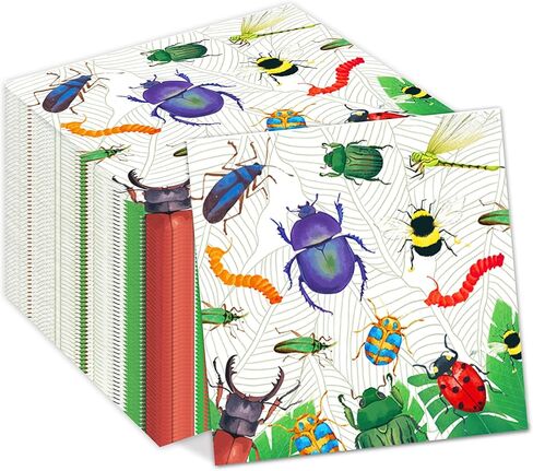 40 قطعة مناديل حفلات الحشرات، مناديل ورقية للحفلات للاستعمال مرة واحدة، مجموعة مناديل حفلات الخنفساء اليعسوب، مناديل غداء ورقية، مستلزمات الحفلات in Kuwait