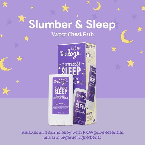 Oilogic Relaxing Vapor Chest Rub Stick, Slumber & Sleep - Relaxing Essential Oils & Moisturizing with Lavender & Chamomile Oil for Babies & Toddlers - Calming Baby Oil is Petroleum & Menthol Free in Saudi Arabia
