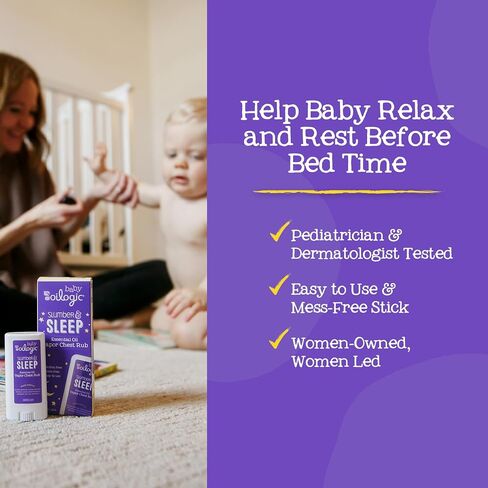 Oilogic Relaxing Vapor Chest Rub Stick, Slumber & Sleep - Relaxing Essential Oils & Moisturizing with Lavender & Chamomile Oil for Babies & Toddlers - Calming Baby Oil is Petroleum & Menthol Free in Saudi Arabia