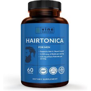 Hair Vitamins for Men Beard Growth MSM Powder Saw Palmetto Hairtonica | Extra Strength 315,000 mcg Biotin Keratin Collagen | May Help Support Hair Loss Greying & Thinning | 60 ct in Kuwait