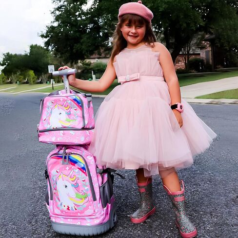 Tilami Rolling Backpack with Trolley Wheeled Design, Cute Cartoon Printed for Boys and Girls, Travel, School, Student Trip (19 Inch, Alpaca) in Kuwait