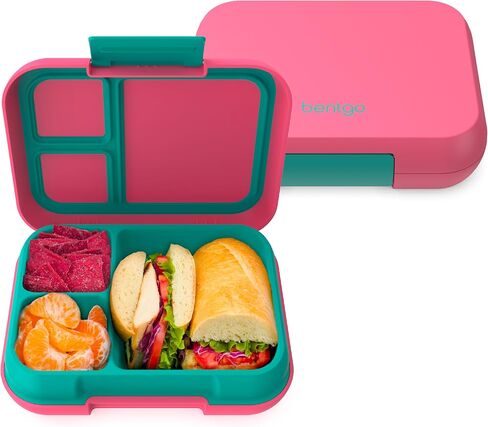 Bentgo® Pop - Leak-Proof Lunch Box & Removable Divider for Ages 8+ & Teens - Lunch Container Holds 5 Cups of Food; 3-4 Compartments; Microwave/Dishwasher Safe; 2 Year Warranty (Bright Coral/Teal) in Saudi Arabia