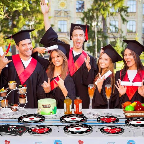 200 Pcs Graduation Nurse Party Decorations Doctor Nurse Week Party Plates Include 9 Inch 7 Inch Paper Disposable Plates Lunch Napkin Medical Birthday Party Tableware Set for Nursing School(Black) in Saudi Arabia