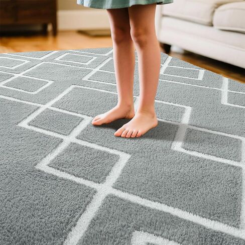 Shag Rug for Bedroom, 4x6 Feet Black Area Rugs with Memory Foam for Living Room Dorm, Fluffy Shaggy Machine Washable Moroccan Geometric Carpet for Girls Kids Nursery Play Room Indoor in Kuwait