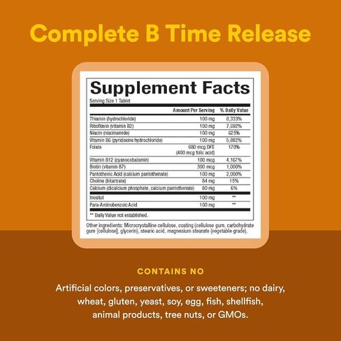 Natural Factors, Complete B 100 mg, Time Released Support for a Healthy Mood, Energy Levels, Skin, Hair and Vision, 90 tablets (90 servings) in Saudi Arabia