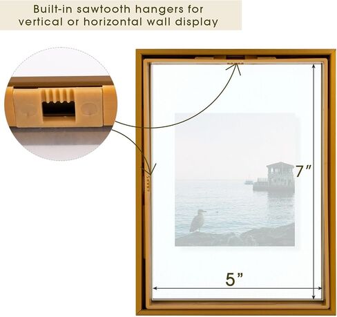 Golden State Art، إطار عائم مقاس 16 × 20، إطار صورة من الألومنيوم الذهبي، زجاج شفاف يعرض أي حجم صورة يصل إلى 16 × 20، لتزيين الحائط أو سطح الطاولة in Saudi Arabia