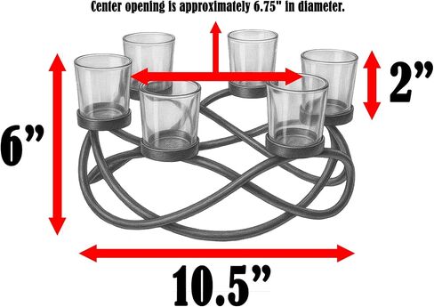 Seraphic Iron Round Table Decor Centerpiece Decorations Candle Holder for Halloween, Weddings, Outdoor Patio, Kitchen, Dining Room, and Coffee Tables, Votive Tealight Holders, Black, 6 Black Cups in Kuwait