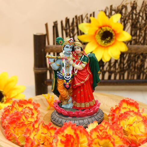 alikiki Indian God Radha Krishna Statue - 5.7"H Hindu Goddess Radha and God Krishna Sculptur India Murti Item Home Office Temple Mandir Shrine Altar Pooja Item in Saudi Arabia