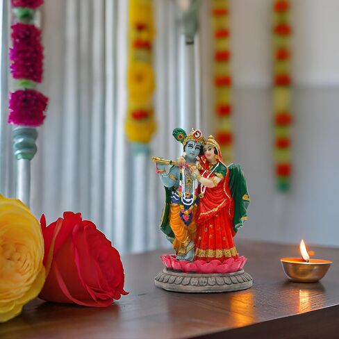 alikiki Indian God Radha Krishna Statue - 5.7"H Hindu Goddess Radha and God Krishna Sculptur India Murti Item Home Office Temple Mandir Shrine Altar Pooja Item in Saudi Arabia