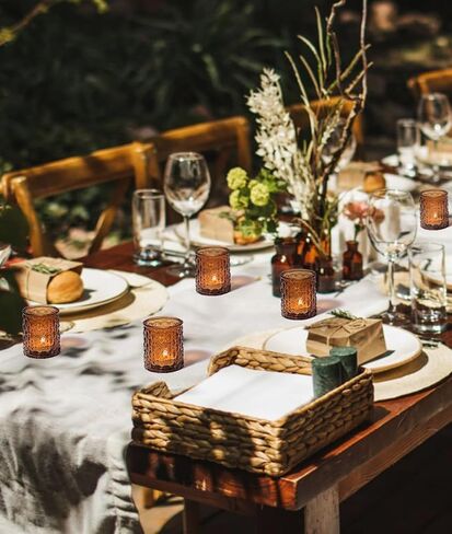 حامل شموع من ترايبود بيرد 36 قطعة، حامل شموع زجاجي شفاف بنمط ماسي لقطع الطاولة المركزية - حامل شموع كريستال تيلايت لديكور الزفاف/هدية/حفلة/عطلة/ديكور المنزل in Kuwait