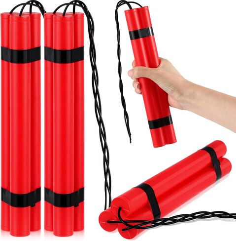Sratte 6 Pcs Fake Red TNT Stick Plastic Pretend Explosive Bomb Pack Toy Weapons Fake Dynamite Military Army Bomb Toy for Prank Gag Army Role Play Film Prop Gift in Kuwait