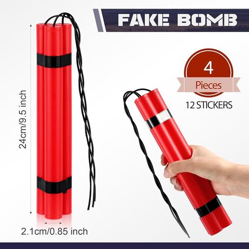 Sratte 6 Pcs Fake Red TNT Stick Plastic Pretend Explosive Bomb Pack Toy Weapons Fake Dynamite Military Army Bomb Toy for Prank Gag Army Role Play Film Prop Gift in Kuwait