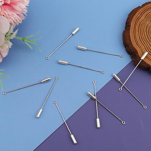 60PCS Brooch Safety Pins for Jewelry Making Metal Brooch Stick Pins Brooch Pin Stick Safety Pins Needle Eye Pin Long Needle Eye Pin with Stopper Ends (Gold Silver Antique Bronze) in Kuwait