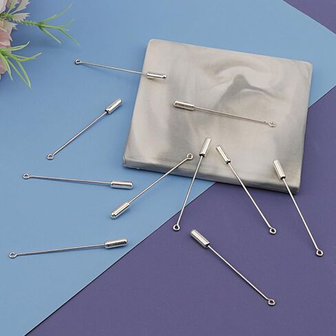 60PCS Brooch Safety Pins for Jewelry Making Metal Brooch Stick Pins Brooch Pin Stick Safety Pins Needle Eye Pin Long Needle Eye Pin with Stopper Ends (Gold Silver Antique Bronze) in Kuwait