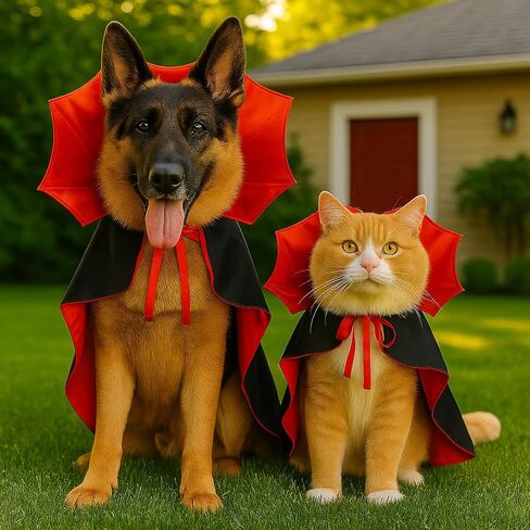 pextian هالوين الكلب مصاص دماء زي، هالوين الكلب عباءة زي الرأس، الكلب الشيطان زي الكلب مصاص دماء عباءة الرأس، هالوين ازياء الكلب للحيوانات الأليفة الصغيرة والمتوسطة الكبيرة القطط in Kuwait
