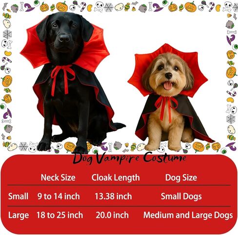 Pextian Halloween Dog Vampire Costume, Halloween Dog Cloak Costume Cape, Dog Devil Costume Dog Vampire Cloak Cape, Halloween Dog Costumes for Small Medium Large Pets Cats in Saudi Arabia