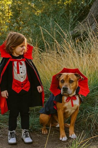 Pextian Halloween Dog Vampire Costume, Halloween Dog Cloak Costume Cape, Dog Devil Costume Dog Vampire Cloak Cape, Halloween Dog Costumes for Small Medium Large Pets Cats in Saudi Arabia