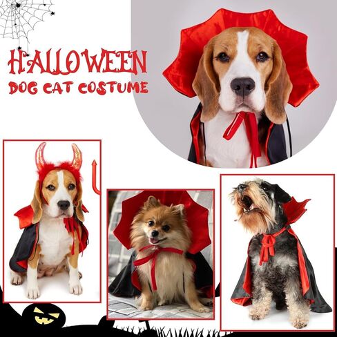 Pextian Halloween Dog Vampire Costume, Halloween Dog Cloak Costume Cape, Dog Devil Costume Dog Vampire Cloak Cape, Halloween Dog Costumes for Small Medium Large Pets Cats in Saudi Arabia