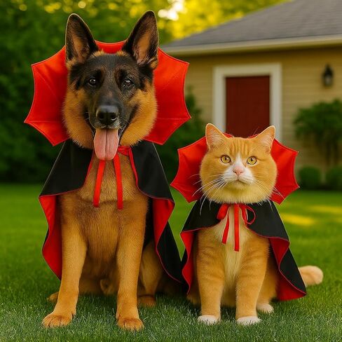 Pextian Halloween Dog Vampire Costume, Halloween Dog Cloak Costume Cape, Dog Devil Costume Dog Vampire Cloak Cape, Halloween Dog Costumes for Small Medium Large Pets Cats in Saudi Arabia